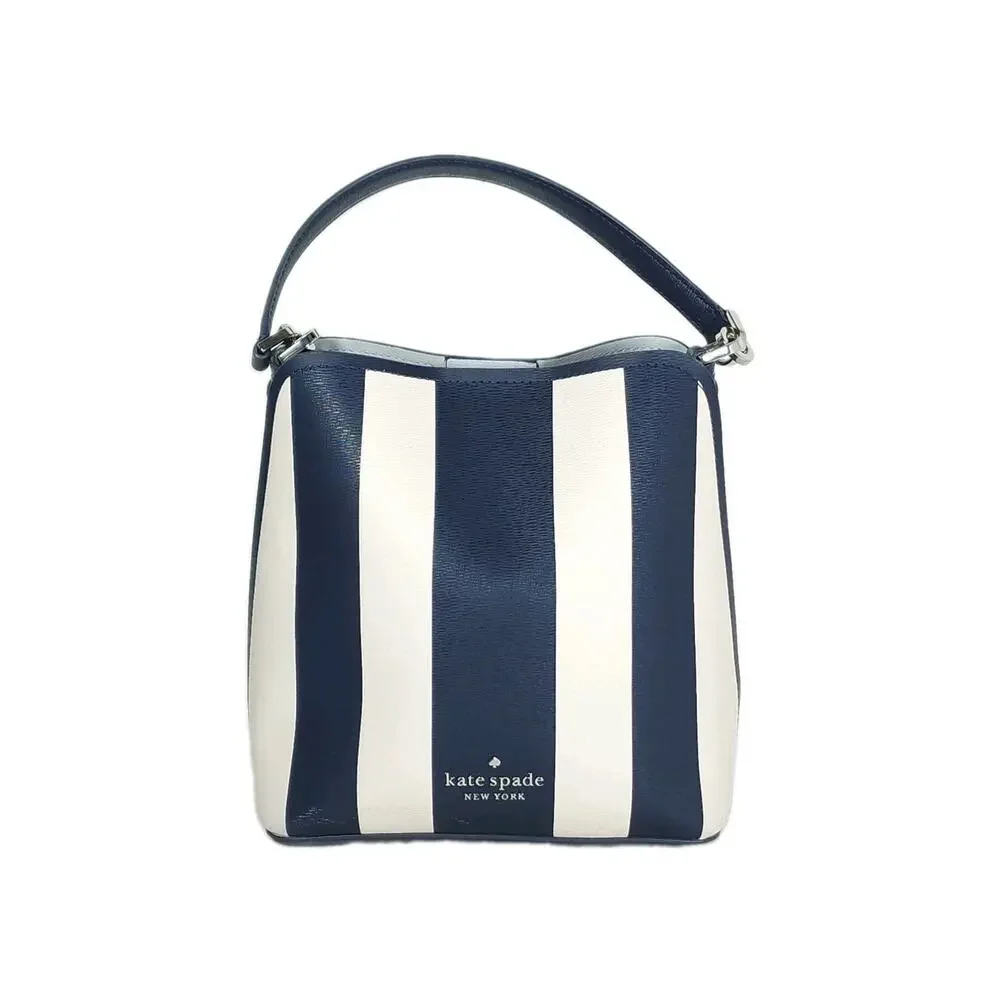 Kate Spade New York Darcy Pond Stripe Navy Blue Small Bucket Bag Handbag
